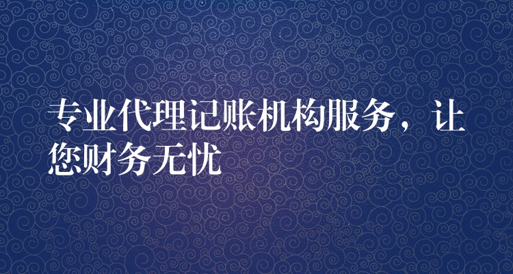 专业代理记账机构服务，让您财务无忧